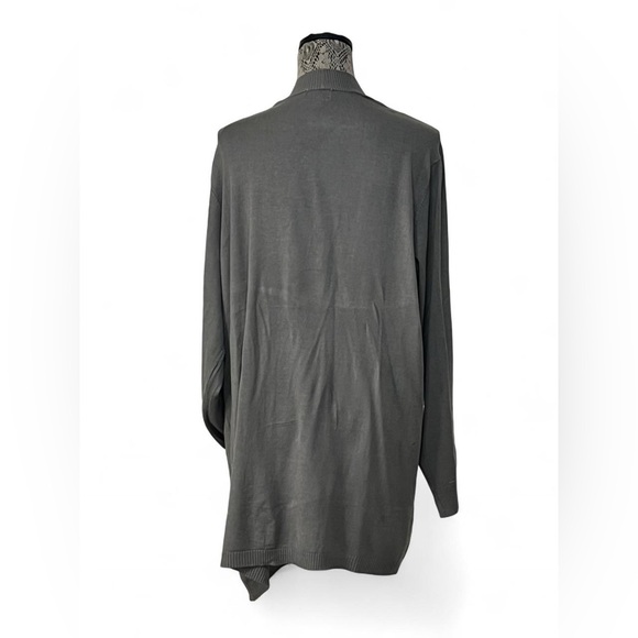 Open-Front Ribbed Cardigan Sweater - Gray - Picture 2 of 5